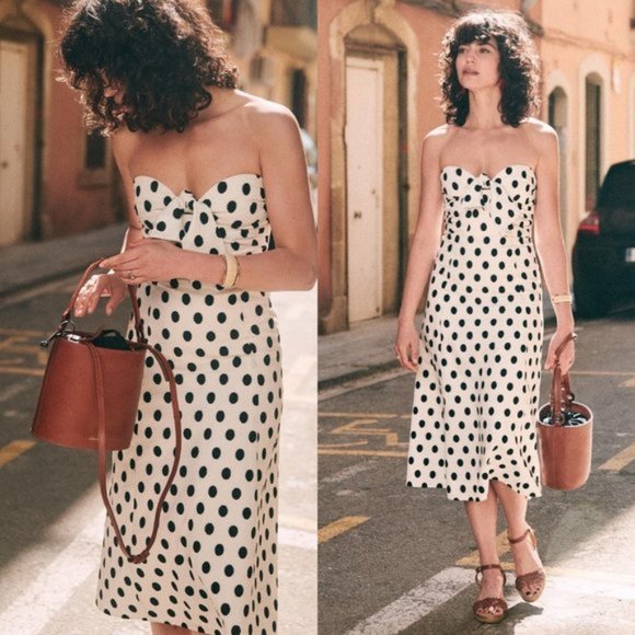 Sezane Dresses & Skirts - SEZANE beatriz polka dot strapless dress